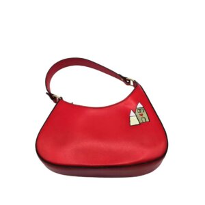 Borsa a Spalla, in pelle Rossa, Dipinta a Mano, Made in Italy, "Ipazia"