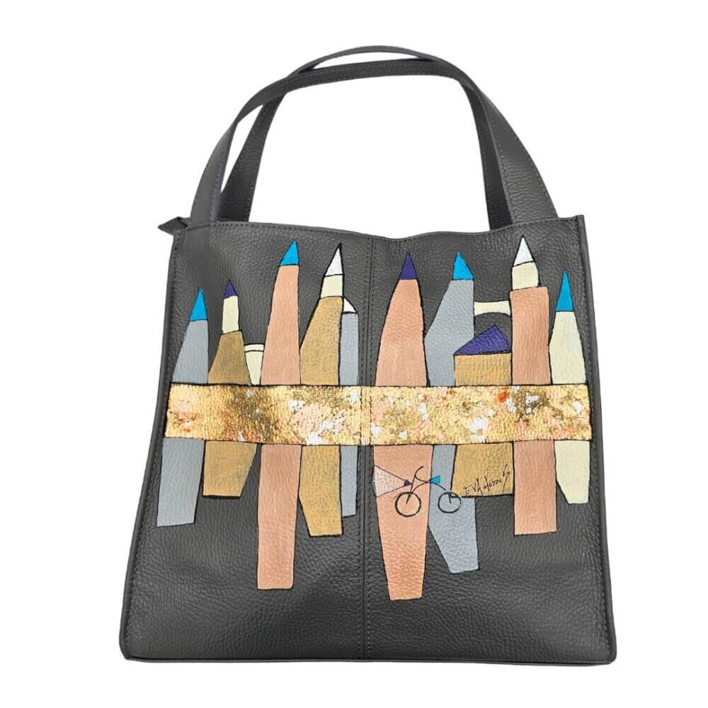 borsa in pelle - Bike - serie "paesaggi"