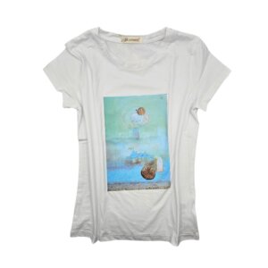 19 t-shirt bianca in cotone "un quadro sulla t-shirt" - Seme di aria nuova