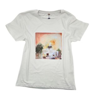 t-shirt bianca in cotone "un quadro sulla t-shirt" - Armonia di un viaggio