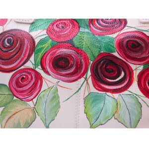 Borsa A Spalla, in Pelle, Colore Avorio, Dipinta a Mano, Made in Italy,"ALBERTINE"