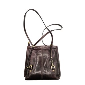 3 Zaino Borsa 2-in-1 in Pelle, Colore Testa di Moro, Dipinto a Mano, Made in Italy, "NAZRIN"
