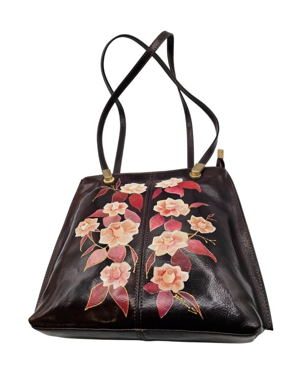 45 Zaino Borsa 2-in-1 in Pelle, Colore Testa di Moro, Dipinto a Mano, Made in Italy, "NAZRIN"