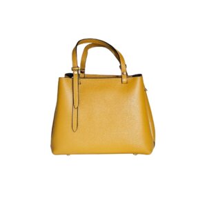 Borsa A Mano, in Vera Pelle, Giallo Ocra, Dipinta a Mano, Made in Italy, “Paesaggio Del Cuore”